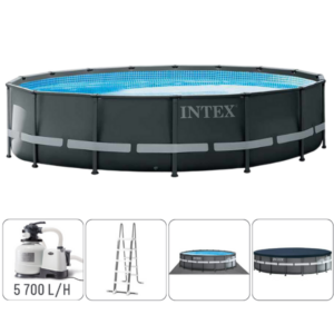 intex piscină ultra xtr frame 488x122cm, 19156l, cadru metalic, cu pompă de filtrare