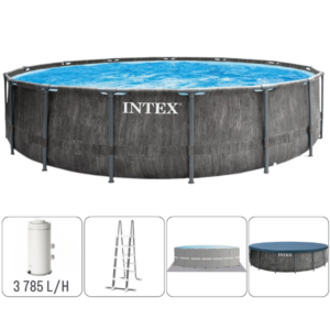 ntex piscină greywood prism frame premium 457×122cm, 16805l, cadru metalic, cu pompă de filtrare