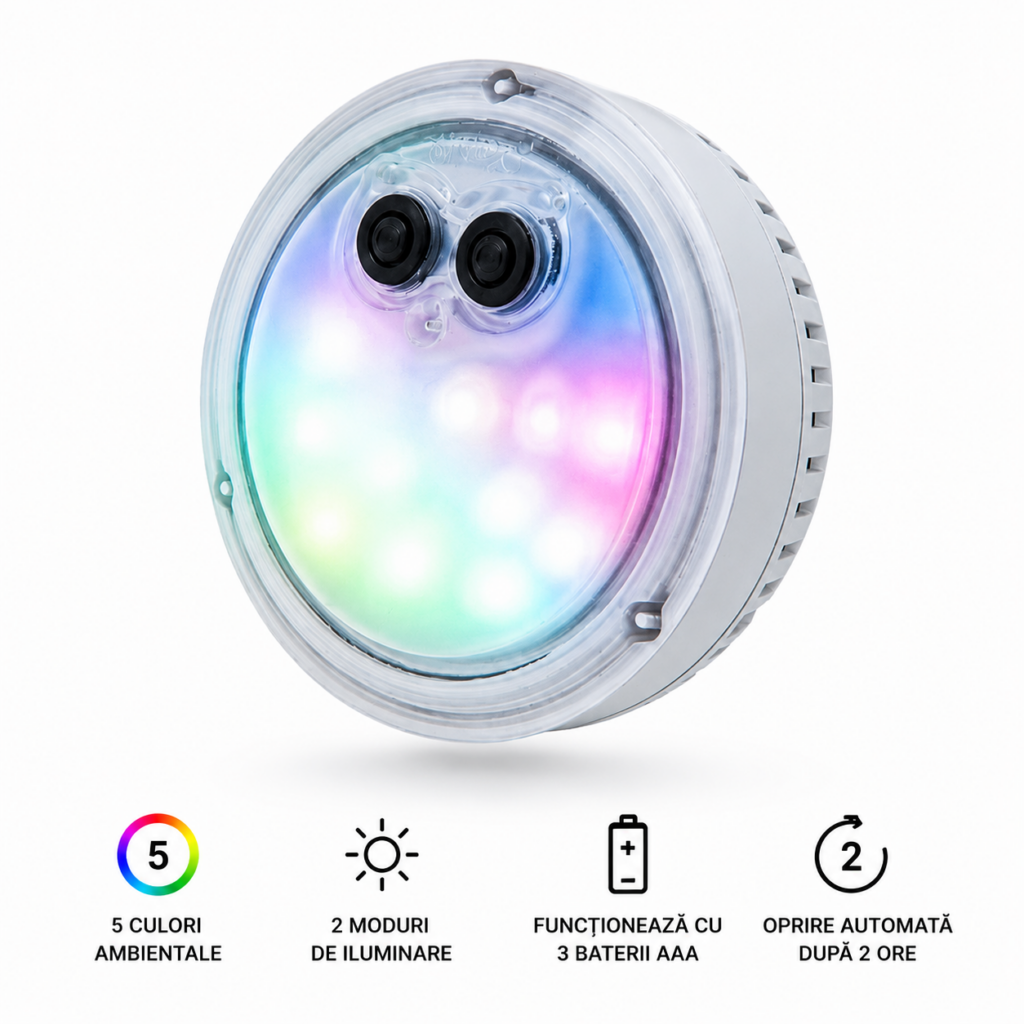 lumină multicoloră pentru spa intex cu 5 culori și 2 moduri iluminare, cu baterii