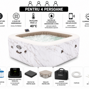 intex jacuzzi spa gonflabil “chevron deluxe square bubble” 193×71,1098l, 6 persoane