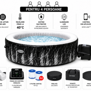 intex jacuzzi spa gonflabil “glow deluxe” 196х71 cm, 795l, 4 persoane