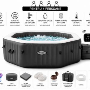 intex jacuzzi spa gonflabil “jet & bubble deluxe” 201x71cm, 795l, 4 persoane